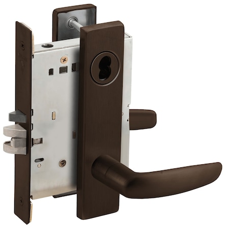 SCHLAGE Grade 1 Entrance Office Mortise Lock, SFIC Prep Less Core, 07 Lever, L Escutcheon, Dark Oxidized Sat L9050B 07L 613